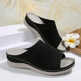 Thick Bottom Cool Slippers Wearing Elastic Fly-Weaving Air-Breed Soft Base Casual Drag 41-43 Code HZ0115