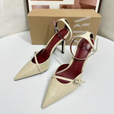 ZA2025 Spring New Women's Shoes Red Velvet Head Light-High Muller Shoes Buckle Fine Women's Shoes HZ0115