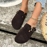 Baotou Slippers Women 2025 Summer New Large-Size Fashion Belt Buckle Lazy Foot Half Slippers HZ0115