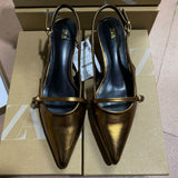 Spring 2025 New Patent Leather Fine Heel Sandals With Sharp Head Back Empty Cat Root Muller 4086 HZ0115