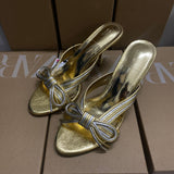 ZA Home 2025 Weaving Knot Wearing High Heel Slippers Temperament Exposed Toe Fish Mouth Large Size Sandals Women Women's Shoes Low Heel HZ0115