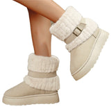 Large-Size Snow Boots Women 2025 Winter New Round Head Leisure Bottom Plus Velvet Warm Short-Bodied Cotton Boots HZ0115