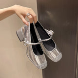 High-End Casual High-Retro French Single-Shoe Small Scented Silver Lily One-Word Temperament Light-Mouthed Mary Jane Shoes HZ0115