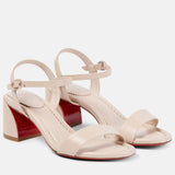 Simple And Soft Leather 2025 Summer New Thick And Round Toe Solid Color Elegant Buckle Sandals Woman HZ0115