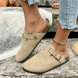 Baotou Slippers Women 2025 Summer New Large-Size Fashion Belt Buckle Lazy Foot Half Slippers HZ0115