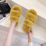 2025 Autumn And Winter New Plush Slippers Women Home Warm Cotton Slippers Casual Fashion Wearing Hair Slippers Women HZ0115