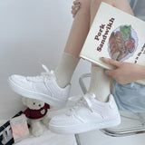 2025 New Board Shoes Korean Version Of The Hong Kong Style Retro White Tie With Thick-Soled College Wind Sports Small White Shoes Women HZ0115