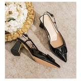 Pearl Mary Jane Single Shoe Woman 2025 New Coarse Heel Head Buckle French High Heels In The Heel Patent Leather HZ0115