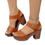 High-Heeled Sandals Women 2025 Summer New Fashion With Fish Mouth Coarse Belt Buckle Thick-Soled Sandals HZ0115