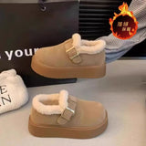 Autumn And Winter 2025 Bean Fashion Plus Thick Thick-Soled Cotton Shoes Hair Snow Boots Boken Shoes Lefu Shoes New HZ0115