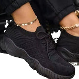 2025 New Large-Size Women's Shoes Women's Lace Mesh Comfortable Casual Flying Shoes Breathable Low-Heeled Shoes HZ0115