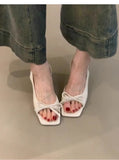New French Fashion Casual Sandals In The Summer Of 2025 Femininity Bow-Tender High-Heeled Fine-Heeled Sandals HZ0115