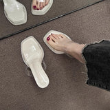 Coarse Heel High-Heeled Women's Beautiful Sandals French Style Sister 2025 Summer New Black Slippers Transparent Cool Drag Not Tired Feet HZ0115