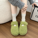 Thick Bottom Plus Velvet Head Wool Cotton Shoes Women 2025 Winter New Lamb Velvet Outside To Keep Warm Velocese Cotton Slippers HZ0115