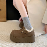 Korean Version Of Temperament Plus Velvet Pine Cake Heightening Leg Growth Head Round Head Birken Cotton Shoes 2025 New Warm Snow Boots HZ0115