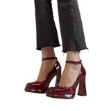 2025 Summer New Thick Heel Shallow Waterproof Table Sweet College Style Simple Comfortable High Heel Single Shoes HZ0115