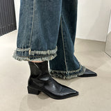 Korean Small Bare Boots Brown Pointed Short Boots Women's Shoes 2025 New Fashion With Thick And Thin Boots HZ0115