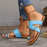 2025 Summer New Large-Size Women Flat Bottom Water Drill Sandals Sleeves Toe Beach Sandals HZ0115