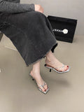 French Evening Wind Clip Cool Slippers Women Wear The 2025 Summer Design Silver Fine Belt High And Cool Drag HZ0115