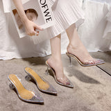 Large-Size Transparent High-Heeled Sandals Women Wear High Heels In The Summer With A Water Drill Fish Mouth Shoes Fine High Heel Crystal Shoes HZ0115