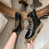2025 Autumn And Winter New Short Boots Women Retro British Wind Round Head Rough And Ticed Martin Boots HZ0115