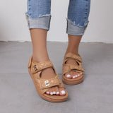 Large-Size Thick-Bottomed Magic Sandals Women's Small Fragrant Pine Pastry Bottom One-Character Beach Sandals HZ0115