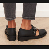 New 2025 Spring New Casual Low Heel Round Head Button Lady Size Single Shoe HZ0115