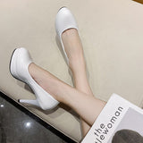 New Night Scene Ultra-High Heel Patent Skin Hates High-Skinned High-Mouth Round-Headed Single Shoes Dress Professional Waterproof Table High Heels HZ0115