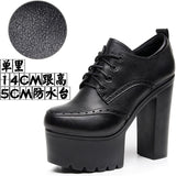 Dark Brown Bullock Women's Shoes With English Carved Small Leather Shoes Thick Heel High Heel Waterproof Table Round Head Deep Mouth Single Shoe HZ0115