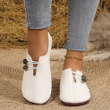 2025 Summer New Soft Leather Flat Soles Women's Round Head Shallow One-Foot Pedal Large Women's Shoes HZ0115