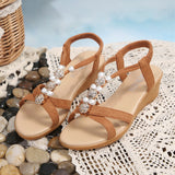 Poe Heel Sandals Women 2025 Summer New Korean Version Of Bohemian Pines Tight-Le-Sleeve Fish Mouth Roman Sandals HZ0115