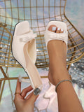 In The Summer Of 2025, The New Square Head Fairy Bow High-Heeling Slippers With A Word Of Wearing Cold Drag Femininity HZ0115