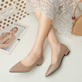 Simple Pointed Light-Mouthed Square Heel Small Leather Shoes Women Business And Leisure Elegant Commute Single Shoes Fashion High Heels Women Four Seasons HZ0115