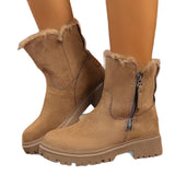 Snow Boots Autumn And Winter New Large Size Side Zip Hair Anti-Slip Waterproof Plus Thick Low-Tight Cotton Shoes HZ0115