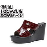 Real Leather Slope And Slippers Women Wearing Fashion Pine Cake Thick Bottom Fitting Room A Word Drag Anti-Slip High And Cow Skin Cold Drag HZ0115