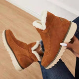 New Thick Solid Color Warm Velvet Snow Boots Women Retro Cotton Boots Home Large Cotton Shoes Women's Boots HZ0115
