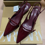 Spring 2025 New Patent Leather Fine Heel Sandals With Sharp Head Back Empty Cat Root Muller 4086 HZ0115