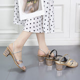 Korean Version Of The Heel Sandals Woman 2025 New Comfortable Coarse Fashion Sleek One Shoe Two Wearing One-Character Buckle Sandals HZ0115