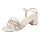 Water Drill Sandals In Women's Sandals 2025 Summer New Thick Heel With Buckle Fairy Wind Toess Sandals HZ0115