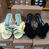 ZA Home 2025 Summer New Black Fairy Wind Flowers Toe French Temperament High-Heeled Sandals Woman HZ0115