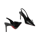 Naked High-Heeled Women 2025 Summer After The New Empty Tip Fine And Light Temperament Single-Shoe Red-Soled Bow Sandals HZ0115