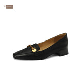 Retro Single Shoes Small Square Heel In The Heel Autumn New Ladies Soft Leather Shoes Women's Shoes HZ0115