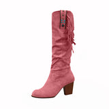 2025 Autumn And Winter New National Wind Lady Large Tid Su Long Boots Side Zipper Coarse And Ladies Boots HZ0115