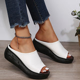 Large-Size Fish Mouth Slope And Slippers Summer New Rubber Thick Leather Casual Women's Shoes HZ0115