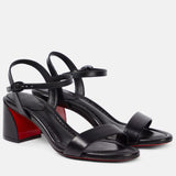 Simple And Soft Leather 2025 Summer New Thick And Round Toe Solid Color Elegant Buckle Sandals Woman HZ0115