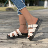 2025 New Large-Size Slippers Women Thick-Bottomed A Buckle Solid Color Casual Cold Slippers Women HZ0115