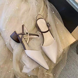 2025 Summer New Women's Fairies Coarse Heel One-Word With The Back Of The Air Cool Evening Shoes Single Shoes HZ0115