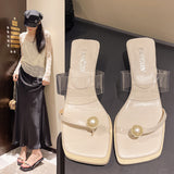 French Low-Heeled Temperament Jacket Cool Slippers Fairy Shoes Wear 2025 New Summer Flat-Bottomed Pearl Sandals HZ0115