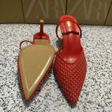 ZA Home 2025 New Pointed Shoes Slippers And Women's Fine With 2025 Summer New Hollow Mesh Yarn Half Drag Woman HZ0115