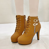 2025 New Ultra-High Heeled Round Head Zipper Short Boots Women With Large Size Martin Boots Tide HZ0115